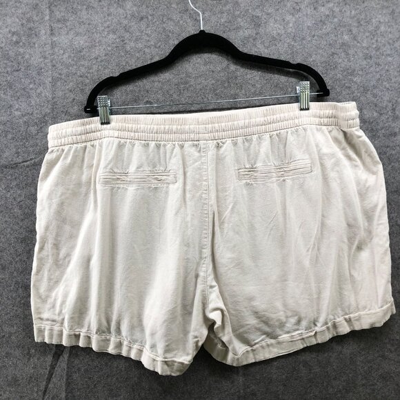 Old Navy Linen Blend Pull On Shorts Womens XXL Beige Drawstring High Rise - Picture 2 of 9